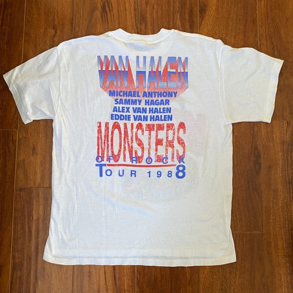 Van Halen Vintage Monsters of Rock Tour 1988 Single Stitch T-Shirt White sz XL - Picture 2 of 9